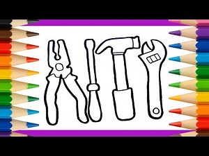 Easy Tool Drawing for Kids | Learn How to Draw Step by Step | Pliers, Screwdriver, Hammer & Wrench