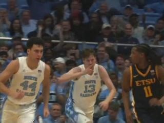Veesaar leads UNC with 26 points in 77-58 over ETSU