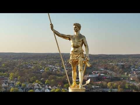 Crowned in Gold | The Independent Man Statue – Rhode Island State House (Drone)