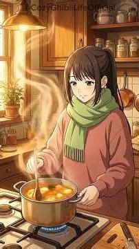 Making Homemade Soup on a Cold Day 🍲❄️ | Cozy Anime Short | Cozy Ghibli Life