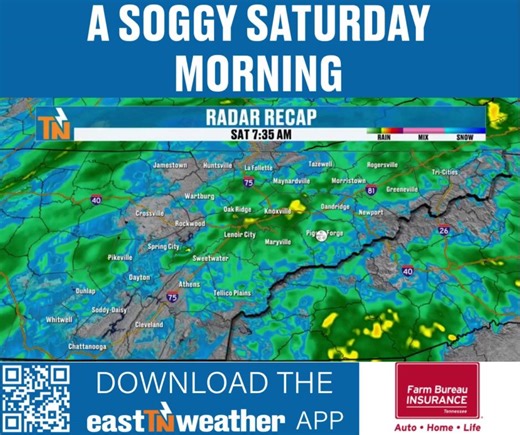 It's a soggy Saturday morning and will likely stay overcast, dreary & damp with a few afternoon storms possible. Track it with the Interactive Radar on the eastTNweather app! LINK in the comments Farm Bureau Insurance of Tennessee When it comes to the work we do, it’s our people who truly make the difference. Farm Bureau Insurance of Tennessee is here to help you with all your auto, home, life and business insurance needs, and we are proud to serve you as Tennessee’s insurance Company. | East TN