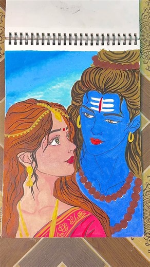 Easy God Drawing | Beautiful Gauri Shankar Art 2026 🙏 #drawing