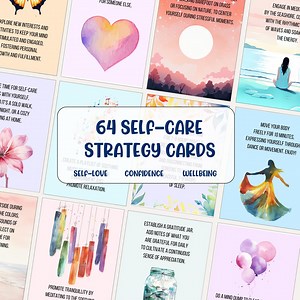 64 Self-care Strategy Cards Printable Mindfulness Flashcards Gift for Woman Selfcare Suggestions Self-love Card Deck Digital Download PDF - Etsy