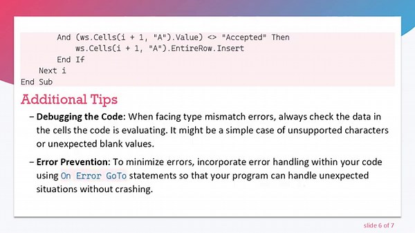 Resolving the Run time error 13 Type Mismatch in Your VBA Program
