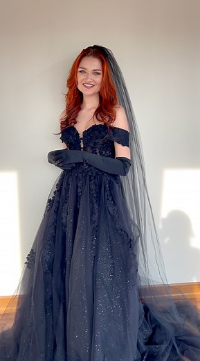 Black wedding dresses stand as an ode to individuality 🖤 Would you ever wear one on your big day? #blackweddingdress #boldbride #weddingdress #wedding #bride | Bridal Gallery Sioux Falls