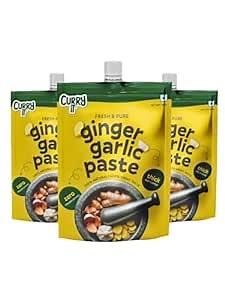 CURRYiT Ginger Garlic Paste, 450g (15.8 Ounce, Pack of 3) No Preservatives | Homemade Taste & Quality | Fresh & Pure Ingredients | Thick & Coarse Texture | Non-GMO | Indian Origin