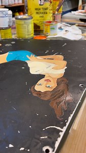 Painting some hair highlights. #djangostudios #wwiinoseart #noseart #warbirds #1shotpaint | Django Studios