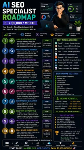 AI SEO Specialist Roadmap: From $0 to $5,000/Month 🚀 (Complete Beginner Guide 2026)