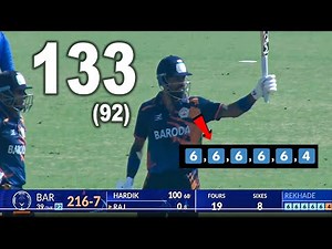 hardik pandya 5 sixes today | hardik pandya 5 ball 5 six | hardik pandya 34 runs vijay hazare trophy