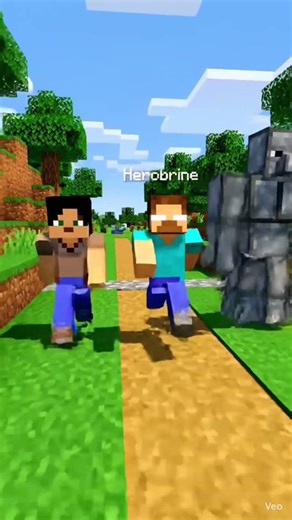 villager vs iron man VS Herobrine ran race in minecraft #minecraft #gaming #shorts #edit #trending