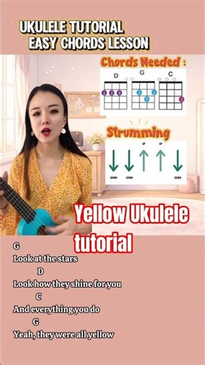 yellow Ukulele tutorial for beginners 💛 Ukulele chords Needed