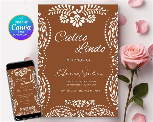 Cielito Lindo Birthday Invitation, Mexican Fiesta Digital Invite, Terracotta Editable Template, Digital Download - Etsy