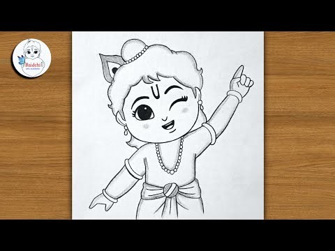 Krishna janmashtami special drawing | god krishna easy drawing | krishna sketch step by step