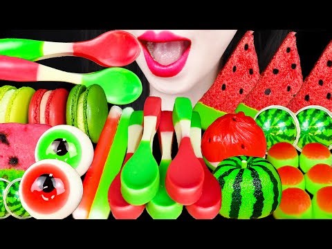 ASMR MUKBANG WATERMELON DESSERT, EDIBLE SPOON 수박 디저트 숟가락 먹방
