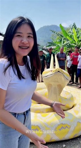 How did a white and gold python with horns appear in the middle of a village? #reelsvideoシ #reels...