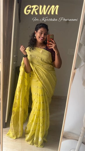 నా Karthika Pournami GRWM చూసేయండి-#viral#trending#grwm#skincare#saree#temple#templelook#sree#shorts