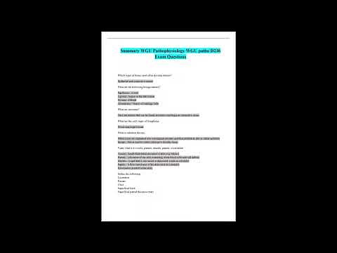 Summary WGU Pathophysiology WGU Patho D236 Exam Questions
