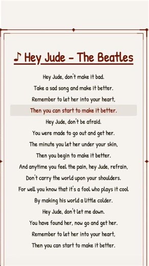 Hey Jude - The Beatles #lyrics