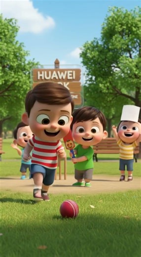 A little boy playing cricket with friends #cartoon #shortvideo #cartoon #kidssongs #viralvideo