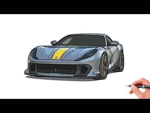 How to draw a FERRARI 812 Competizione / drawing ferrari 812 superfast sports car