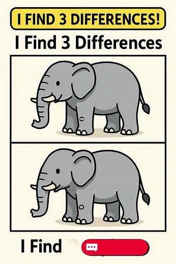 🐘 Find 3 Differences | Elephant Puzzle