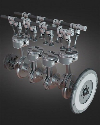 Inline-4 Cylinder Piston Engine Animation #Shorts