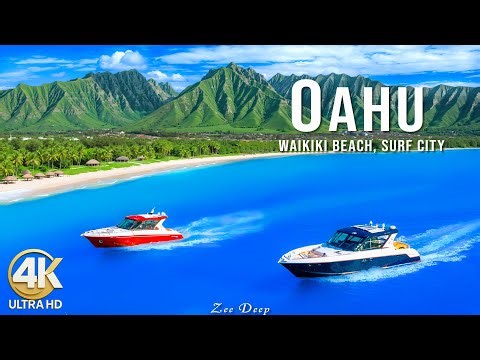 Oahu 4k - Explore The Volcano-Shaped Mountain and Pristine White Sand Beaches With Deep House Chill