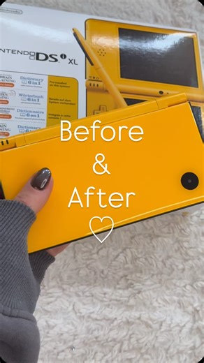 𝚜𝚑𝚊𝚗𝚘𝚖𝚒 ♡ 𝚐𝚊𝚖𝚎𝚜 | Before & After ♡ customising my nintendo dsi xl ♡ Pompompurin 💛 #nintendo #dsi #saniro #fyp #retrogaming #nintendodsi #yellowdsi... | Instagram