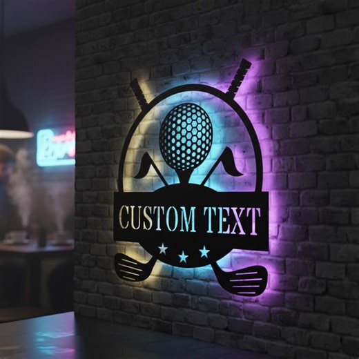 Personalized Golf Metal LED Sign – Custom Name RGB Wall Art - Etsy