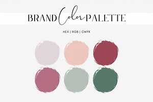 Floral Brand Color Palette, Pale Lavender, Pastel Peach, Muted Cherry Red, Rose Pink, Sage Green, Dark Moss Green, Hex Codes, RGB, CMYK - Etsy