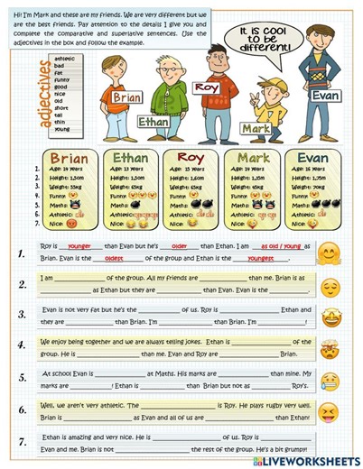 Degrees of comparison online pdf exercise for grade 3