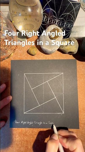 How to draw Four Right Angled Triangles in a Square. Fast