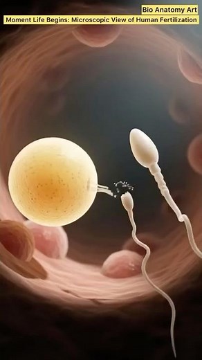 Moment Life Begins: Microscopic View of Human Fertilization | Bio Anatomy Art | Gut Health