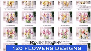 120  Flowers Tumbler Wrap Bundle, Sublimation Design Digital PNG, Skinny 20oz, Floral Tumbler Wrap, Tumbler Cup Bundle - Etsy