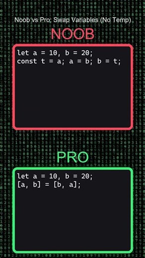 Noob vs Pro: Swap Variables (Destructuring)