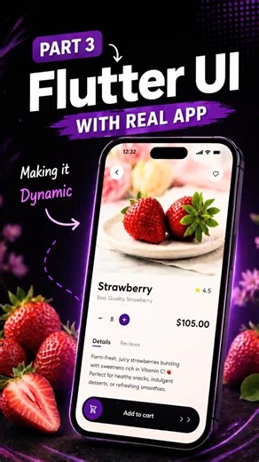 Flutter UI Design Tutorial Part 3 | Add Dynamic Features & State 🍓 #shorts