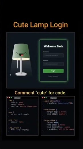 Cute Lamp Login #programming #coding #html #css #javascript #viral #webdeveloper #acodecity