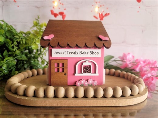 Valentine Tiered Tray Decor, Pink Cupcakery Cottage Decor, Miniature Bakery House Decor, Spring Cottagecore Shelf Accent, Valentine Gift - Etsy