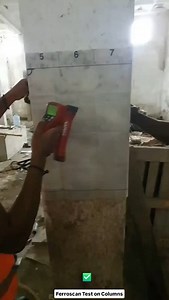 Ferroscan or Electromagnetic Non-destructive Steel Reinforcement Detection test in progress. Applications of this test: •Rebar verification and analysis •Checking concrete coverage over large areas for structural repair work •Building acceptance inspections and quality control •Helps avoid costly rebar hits and damage caused by cutting through structurally significant reinforcement when coring and hammer drilling •Generation of structural assessment reports including statistics and visual presen