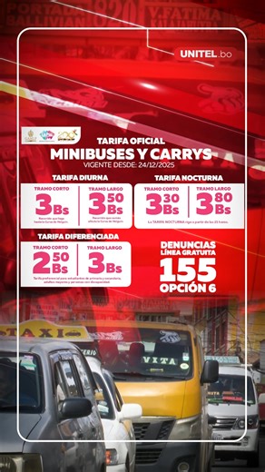¡ATENCIÓN! Estas son las nuevas tarifas en La Paz y El Alto para el transporte Público #Unitel #Sociedad #Pasaje #Precios #Economía | UNITEL
