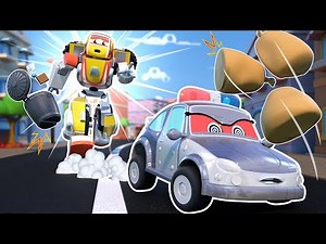 Watch out! ROBOT POLICE CAR goes crazy! Rescue her, SUPER ROBOT! | Robot & Police Car Transform