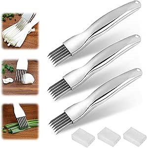 Shred Silk The Knife, 2025 New Stainless Steel Chopped Green Onion Knife, Upgrade Kitchen Slicing Tool Cutter for Vegetables Onion Garlic, Household Multifunctional Food Slicer Gadget（3PCS）