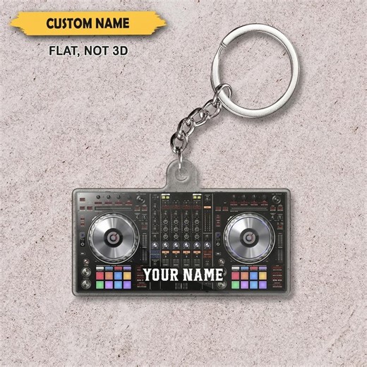 Personalized DJ Controller Keychain Custom Name, Disc Jockey Gift, Music Producer Keyring, DJ Party Favor, Music Studio Appreciation Gift - Etsy