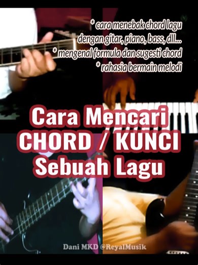 cara mencari chord kunci lagu, tips teknik menebak chord lagu dengan gitar, piano keyboard, bass, dan lain-lain... video artikel ini akan menjabarkan banyak hal tentang chord mulai dari formula chord (chord tones), sugesti chord, mencari chord lagu hingga dasar rahasia bermain melodi informasi dalam video tutorial ini sangat penting diketahui terutama untuk para pemula dan menengah karena didalamnya terdapat intisari dari fundamental permainan instrument musik diantaranya gitar, piano keyboard,
