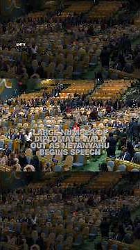 Large number of diplomats walk out as Netanyahu begins speech