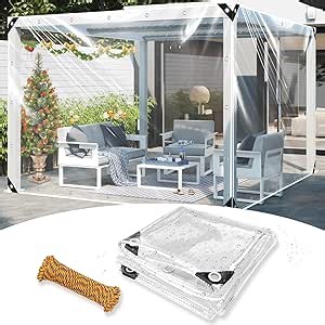 Clear Tarp 8x10 ft, Heavy Duty Clear Waterproof Tarp with Grommets, Thickened Tear Resistant PVC Vinyl Tarps for Outdoor Protection Pergola, Greenhouse, Patio and Porch