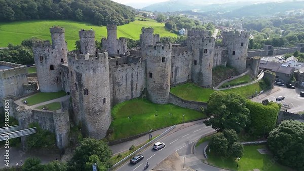 Conwy Castle, a medieval fortress in North Wales. Breathtaking views of the Conwy estuary.