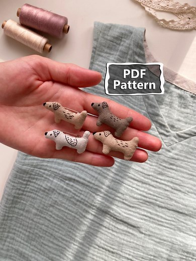 Mini Dog Sewing Pattern PDF – Easy Fabric Dog Tutorial, Linen Brooch & Keychain DIY - Etsy