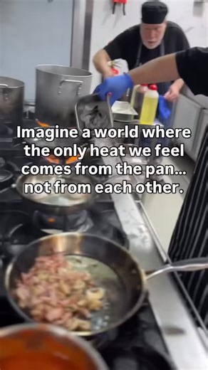 Taste of Tuscany on Instagram: "Flames in the pan. Unity at the table. Let us seek to break bread, not each other. #peace #love #kindness #bread #hope"