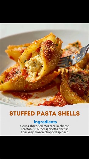 1.5K views | Stuffed Pasta Shells Ingredients: - 4 cups shredded...
